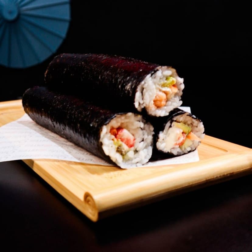 Furai Ehomaki Roll with salmon, avocado, and cream cheese, nothing raw, Sushi Bites Tampa