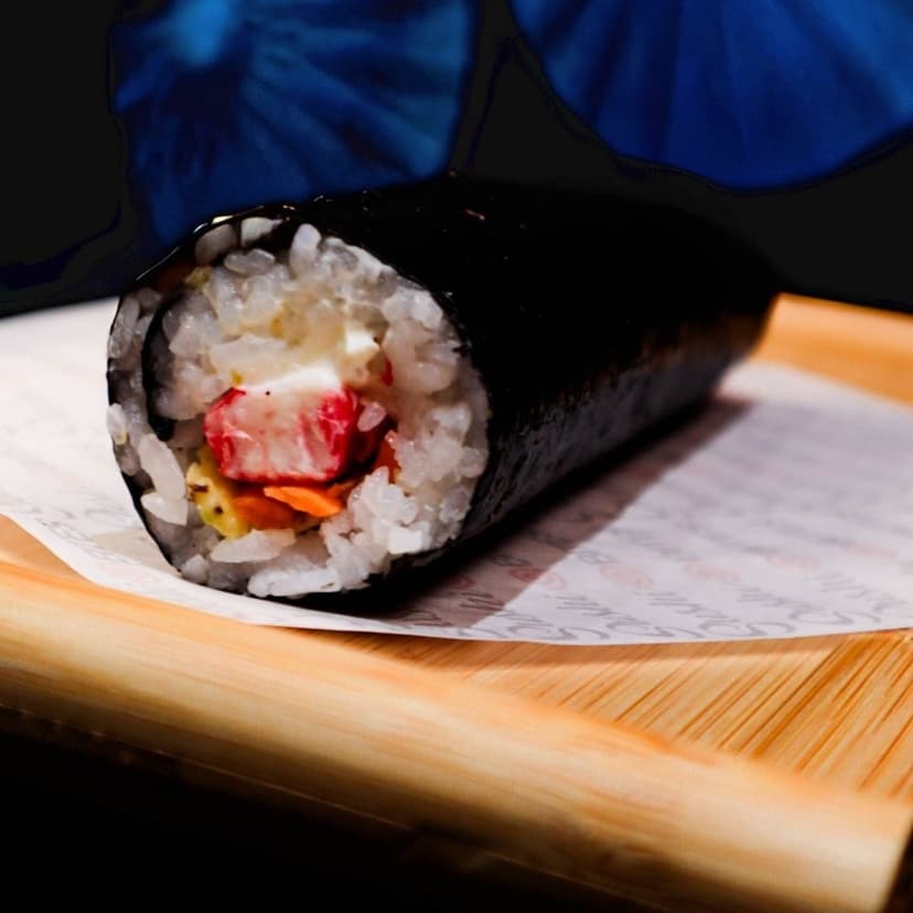 Gratin Ehomaki Roll with crab, avocado, and cream cheese, nothing raw, at Sushi Bites Tampa