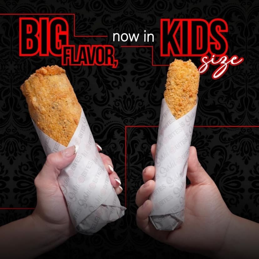 Ebi Roll 8 inch fried sushi handroll for kids, nothing raw, Tampa