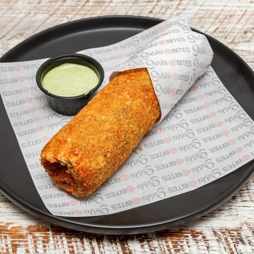 Veggie Roll 8 inch fried tofu and cream cheese sushi roll, nothing raw, Tampa