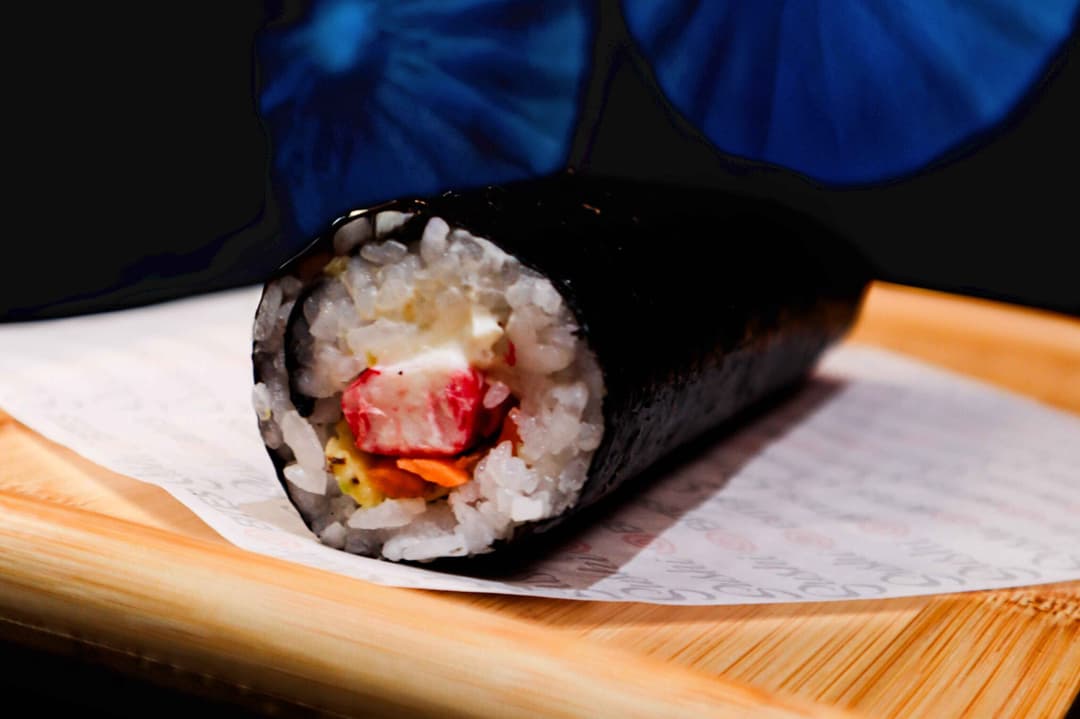 Gratin Ehomaki Roll with crab, avocado, and cream cheese, nothing raw, at Sushi Bites Tampa